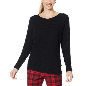 Iman Global Chic Women's Sweater Size Large Dolman-Sleeve Pullover Black NWOT